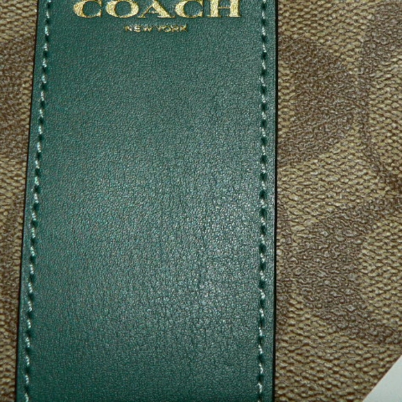 ♦Coach VTG Corner Zip Wristlet F58035-Khaki & Dark Turquoise- Brand New With Tag - Picture 16 of 16